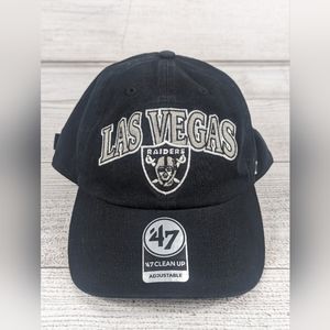 Las Vegas Raiders NFL '47 Clean Up Black Adjustable Back Hat Cap '47 Brand